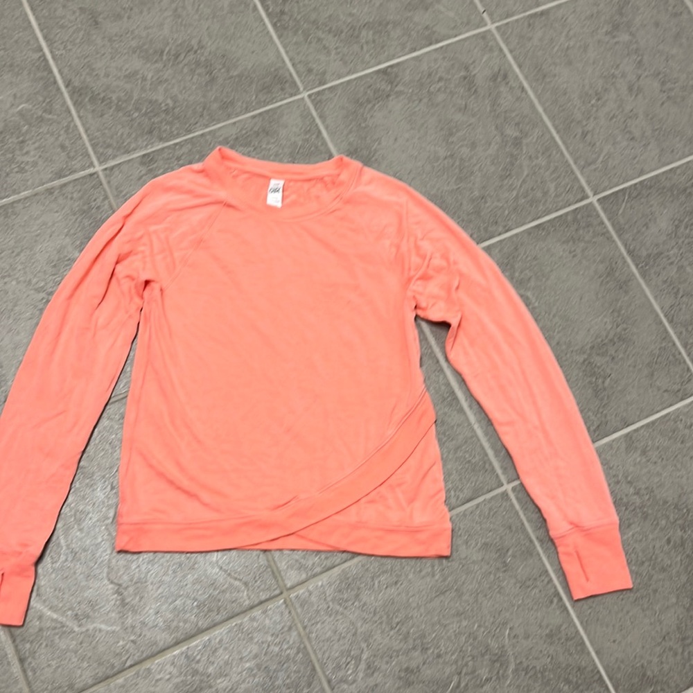 ATHLETA GIRL CORAL LONG SLEEVE CRISS CROSS MY HEART SWEATSHIRT Size 12